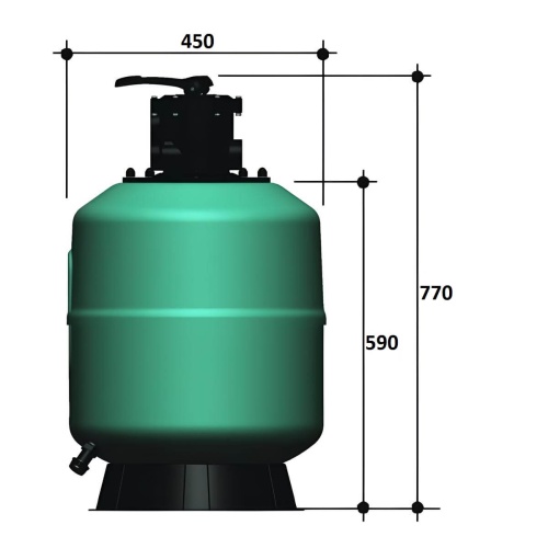 Фильтр   8м3/ч Gemas FILTREX T 450мм с верхним вентилем 1 1/2" (021111T) фото 2